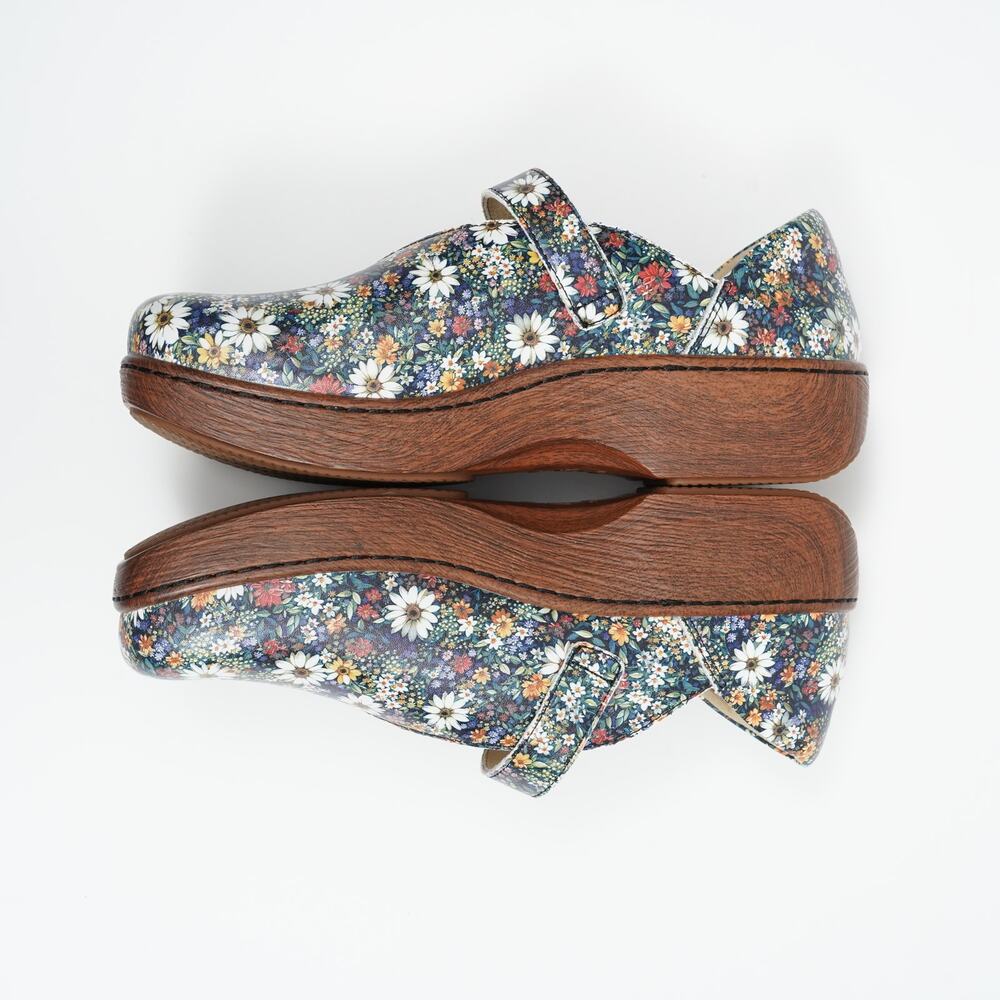 Alegria Ophelia Sugar N Spice Floral Leather Mary Jane Clogs EU 38 US 7.5 8 - Picture 5 of 11